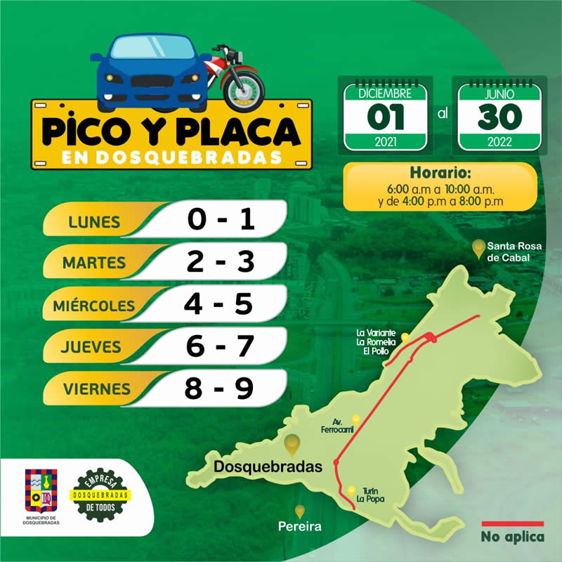 Pico y Placa en Dosquebradas Tardeando