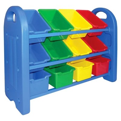 ECR4Kids® 3Tier Storage Bin Organizer Multicolor with 12 Bins eBay