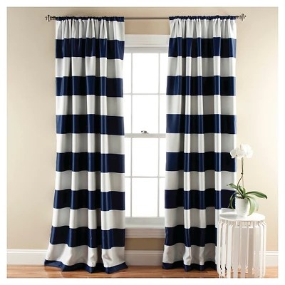 Stripe Curtain Panels Room Darkening Set of 2 eBay
