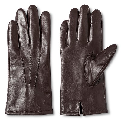 Men's Leather Gloves Brown Merona