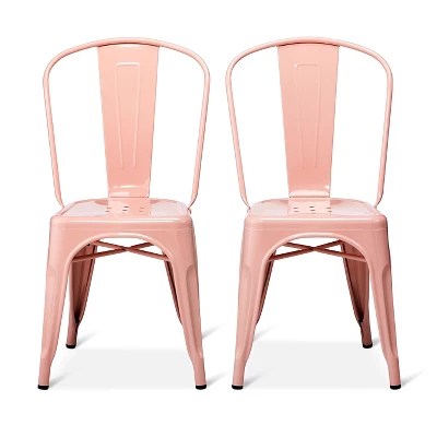 Carlisle High Back Metal Dining Chair with Wood Seat Natural Metal