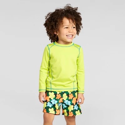 Toddler Boys' Long Sleeve Rash Guard Cat & Jack™ Neon Yellow eBay