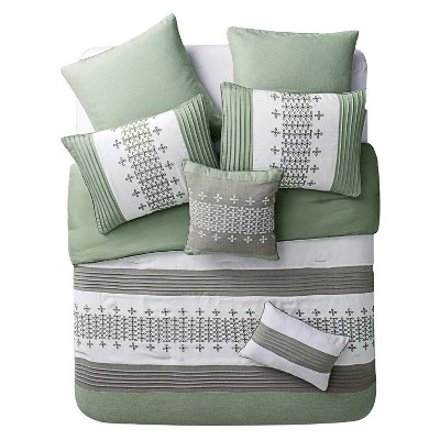 Geneva Pleated Comforter Set 8 Piece Sage Green VCNY® eBay