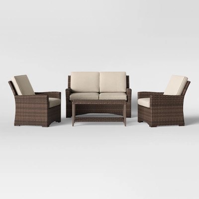 Belvedere 4 Piece Wicker Patio Conversation Set Target