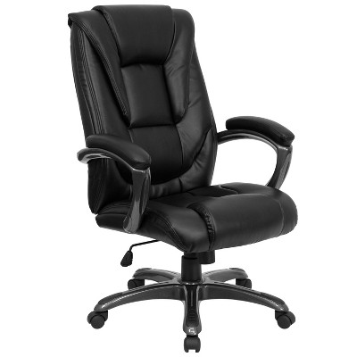High Back Executive Swivel Office Chair Black Leather