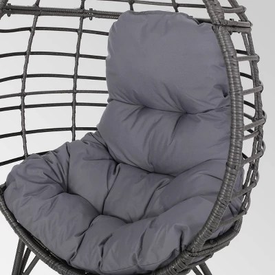Santino Wicker Teardrop Chair Gray/dark Gray Christopher Knight Home