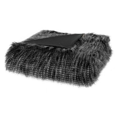 50"x60" Adelaide Faux Fur Throw Blanket Black Madison Park Target