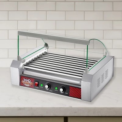 Great Northern Popcorn 9 Roller Hot Dog Machine With Tempered Glass