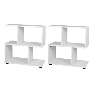 Costway 2 Pcs 2-tier Bookshelf S Shaped Bookcase Storage Rack Display
