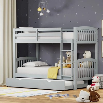 Glenwillow Home Arca Solid Wood Twin Over Twin Bunk Bed And Trundle In