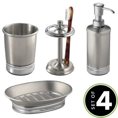 Mdesign 4 Piece Metal Bathroom Vanity Countertop Accessory Set Target