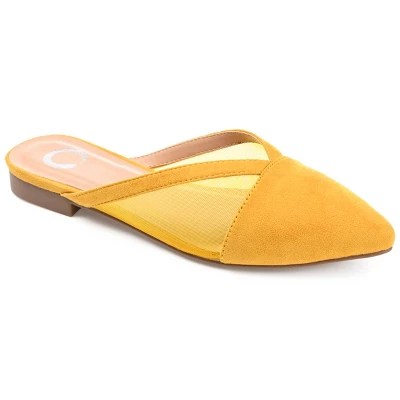 Journee Collection Womens Reeo Slip On Pointed Toe Mules Flats Yellow 6