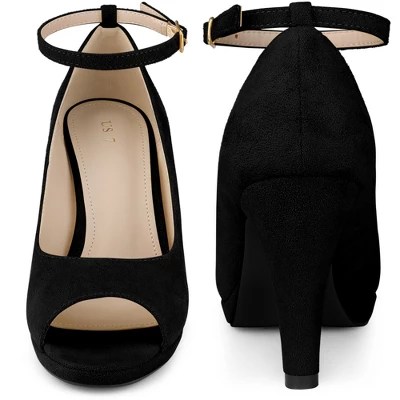 Perphy Women's Platform Peep Toe Ankle Strap Stiletto Heel Pumps Target
