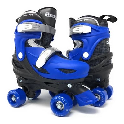 Chicago Skates Deluxe Kids' Quad Roller Skate Combo Set Black/blue Target