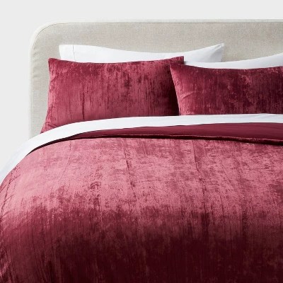3pc Luxe Distressed Crinkle Velvet Duvet Cover And Sham Set Threshold™ Target