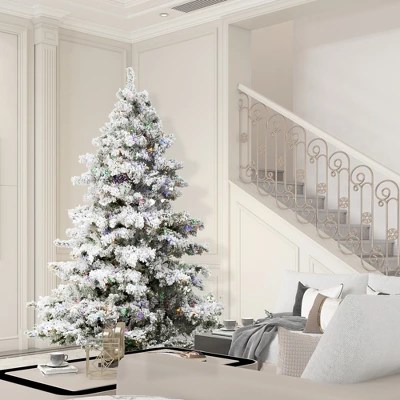Vickerman 10' Flocked Alaskan Pine Artificial Christmas Tree, Multi