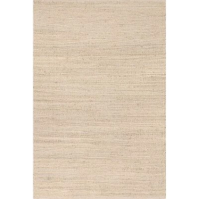 Nuloom 9x12 Elfriede Jute & Cotton Hand Woven Area Rug, Natural, Solid
