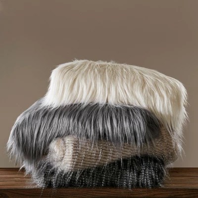 50"x60" Adelaide Faux Fur Throw Blanket Black Madison Park Target