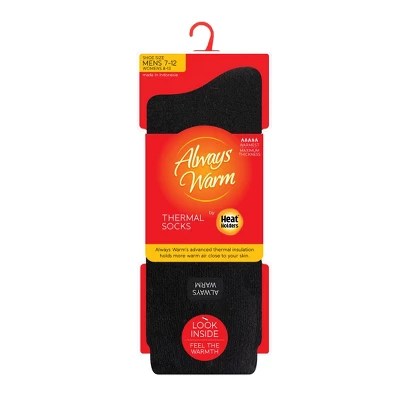 Always Warm By Heat Holders Men's Warmest Crew Socks Black 712 Target
