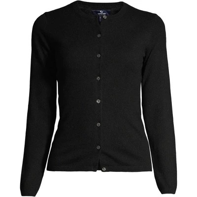 Lands' End Women's Petite Cashmere Cardigan Sweater Small Black