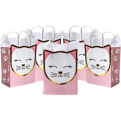 Sparkle And Bash 15 Pack Cat Gift Bags For Birthday Party Favors W/ 20