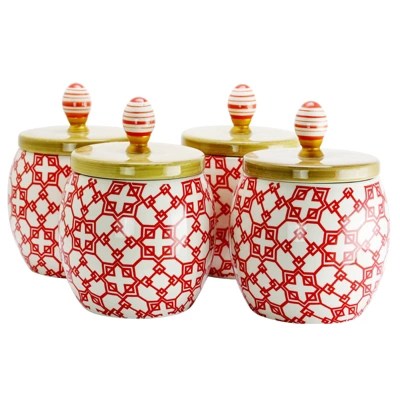 Vivid floral patterns add a cheerful pop to a basic kitchen or bathroom. Red Kitchen Canister Sets Target