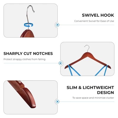 Osto Premium Wooden Suit Hangers With Rubber Grips, Smooth Finish