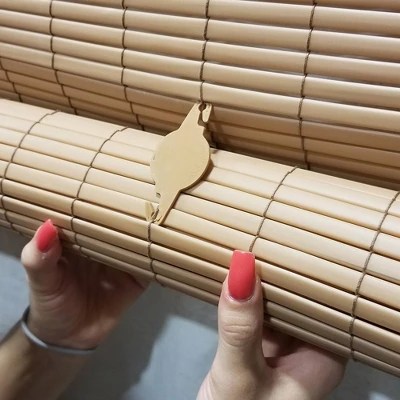 36" X 72" Outdoor Oval Vinyl Cordfree Pvc Rollup Blinds Woodgrain