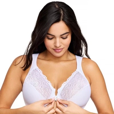 Glamorise Womens Wonderwire Frontclosure Underwire Bra 1245 White 42f
