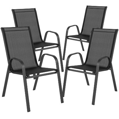 Emma And Oliver 4 Pack Outdoor Stack Chair With Flex Comfort Material