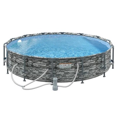 Outsunny 168.1" X 33.1" Round Above Ground Swimming Pool With Cartridge