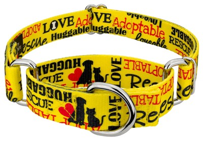 Country Brook Petz Yellow Loveable Rescue Martingale Dog Collar (1/2