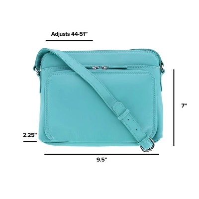 Ctm Women's Leather Shoulder Bag Purse With Side Organizer, Turquoise Target
