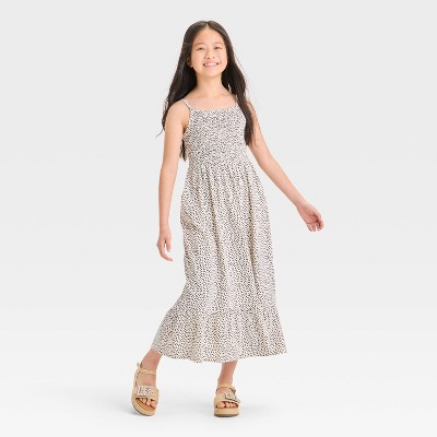 Girls' Short Sleeve 'Animal' Printed Knit Dress Cat & Jack™ Beige S