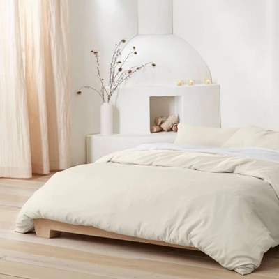 King Heavyweight Linen Blend Duvet Cover & Sham Set Natural Casaluna