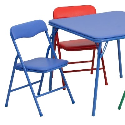 Emma And Oliver Kids Colorful 5 Piece Folding Activity Table And Chair Set For Home & Daycare