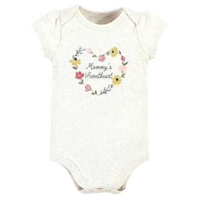 Hudson Baby Infant Girl Cotton Bodysuits, Soft Painted Floral 3pack