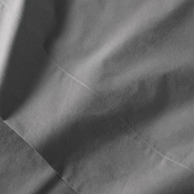 California King Washed Supima Percale Solid Sheet Set Dark Gray