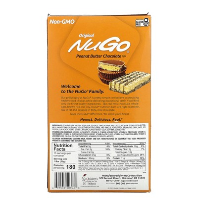 Nugo Nutrition Original Peanut Butter Chocolate Bars, 15 Bars, 1.76 Oz (50 G) Each Target