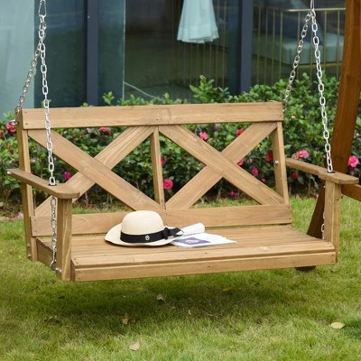 Outsunny 2 Person Porch Swing, Patio Swing, Outdoor Swing Bench With