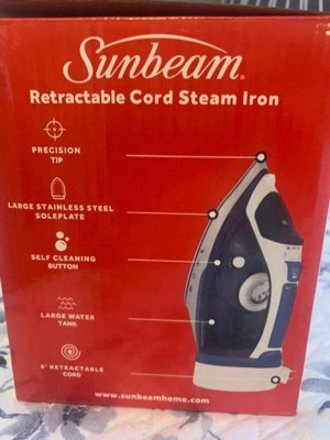 Sunbeam 1700w Steam Iron With Retractable Cord And Shot Of Steam