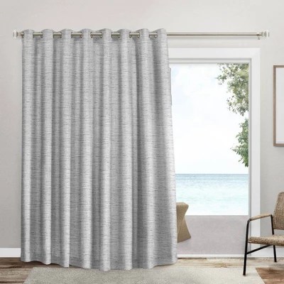 100"x84" Burke Patio Grommet Top Single Blackout Curtain Panel Gray