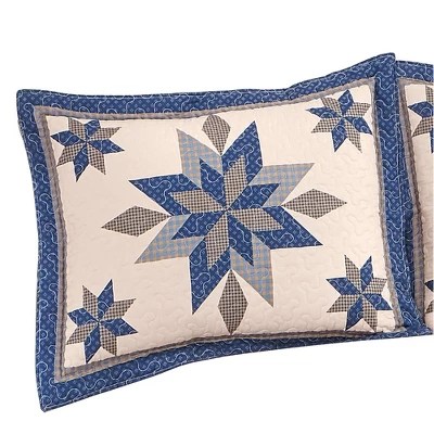Collections Etc Navy Star Patchwork Pillow Sham Target