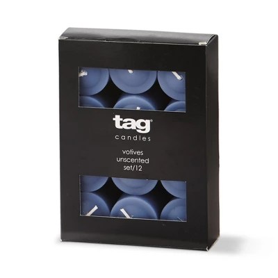 Tag Color Studio Votive Candles Set Of 12 Slate Blue Smokeless Paraffin