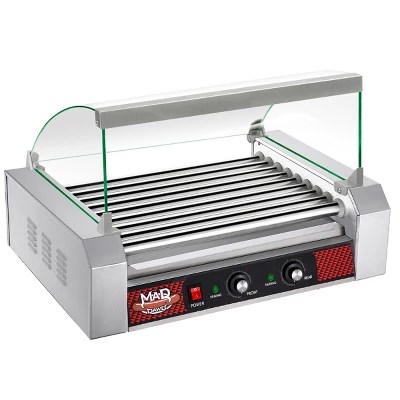 Great Northern Popcorn 9 Roller Hot Dog Machine With Tempered Glass Cover Countertop Hot Dog