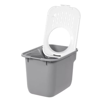Iris Usa Square Top Entry Cat Litter Box, Gray/white Target