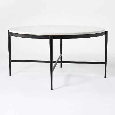 Minimalism and pure elegance characterize the cage tables, whose precious top comes in different types of marble, round. Pleasant Grove Round Marble Coffee Table White Threshold Designed With Studio Mcgee Target