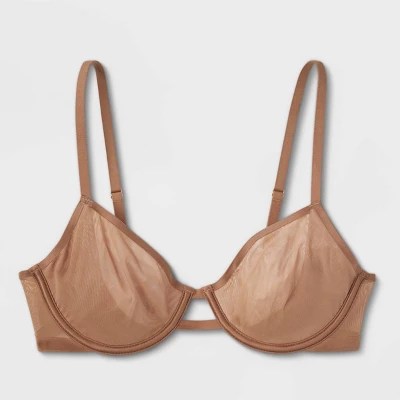 Women's Mesh Unlined Demi Bra Auden™ Brown 34d Target