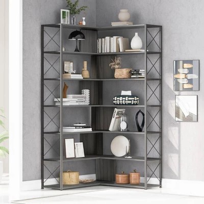 Tribesigns 5 Tier Bookshelf With 9-open Storage Shelf Gray : Target
