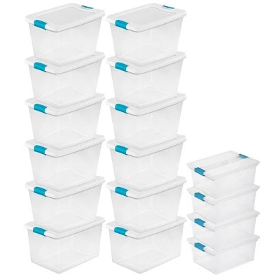 Sterilite 64 Quart Large Latching Stackable Clear Plastic Storage Tote